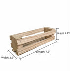 A wooden rectangular planter box shown on a white background with dimension lines and labels indicating width 2.5 inches, length 7.